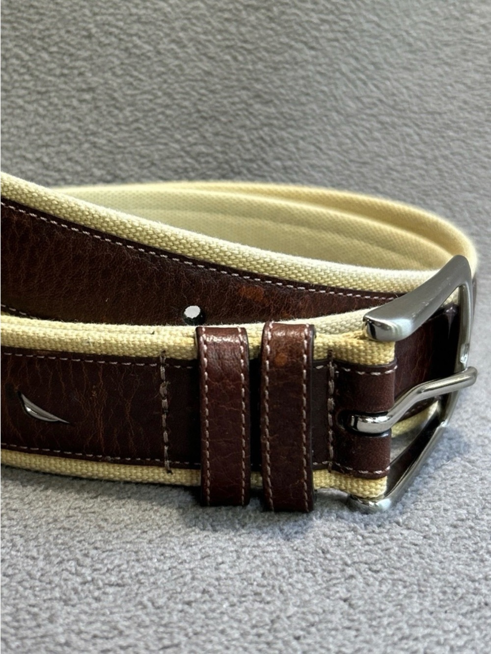 Nautica Belt Men’s Brown Leather and Canvas- O(Oscar) Man Overboard Size 36/90